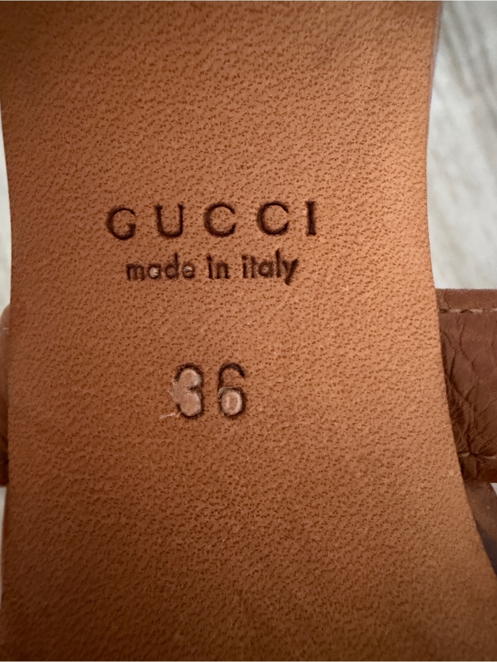 Gucci Brown Pebbled Leather Marrakech Open-Toe Block Heel Sandals Size 36 - Picture 9 of 9